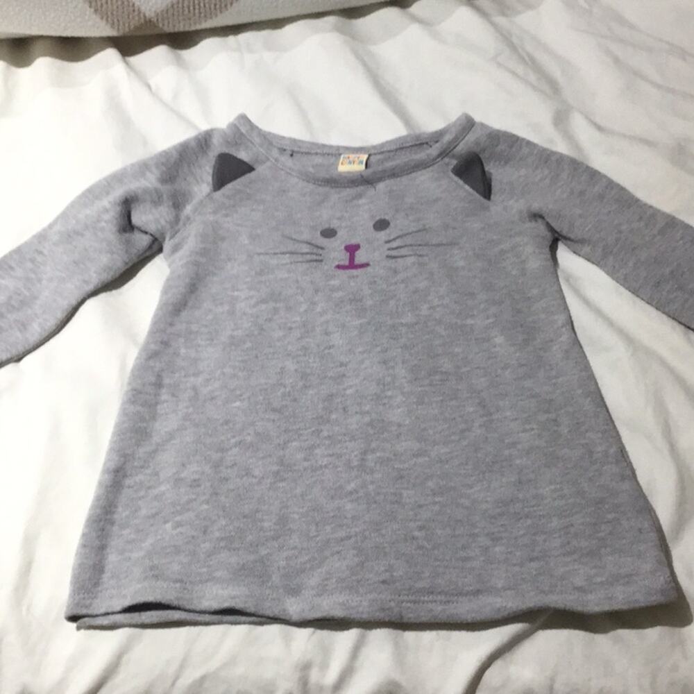 Harper canyon cat French terry sweatshirt 24M grey